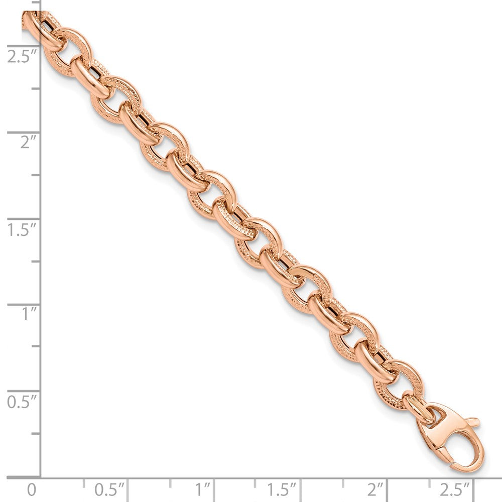 FJC Finejewelers 14 kt Rose Gold Textured Link Bracelet 7.5 Inches