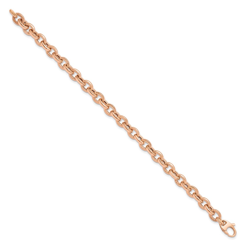 FJC Finejewelers 14 kt Rose Gold Textured Link Bracelet 7.5 Inches