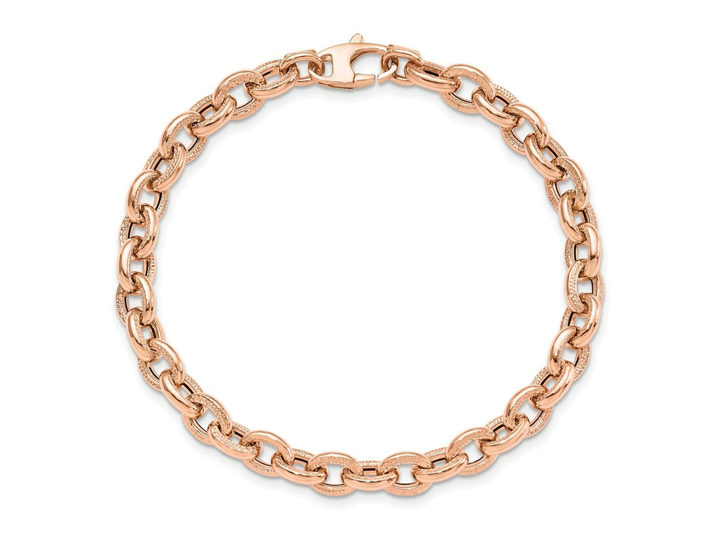 FJC Finejewelers 14 kt Rose Gold Textured Link Bracelet 7.5 Inches