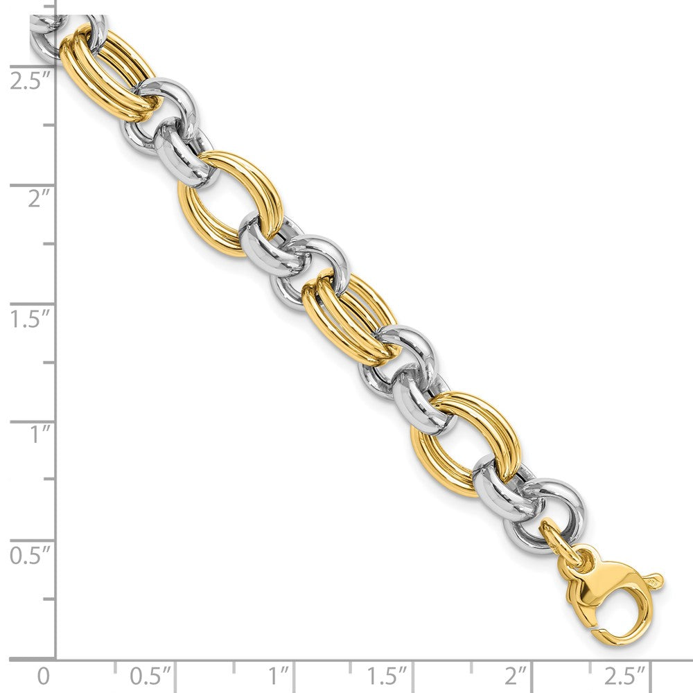 FJC Finejewelers 14 kt Two Tone Gold Fancy Polished Link Bracelet 7.5 Inches x 8.23 mm