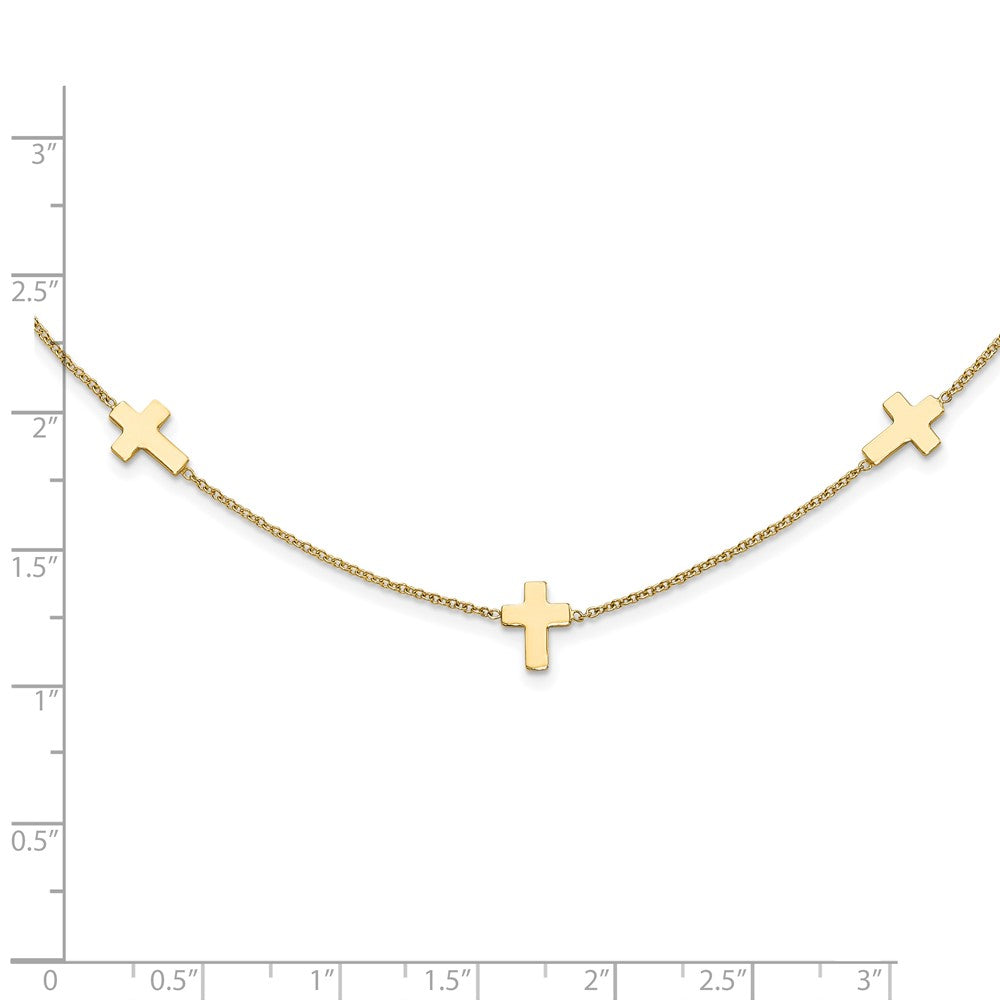 FJC Finejewelers 14 kt Yellow Gold Cable Polished Cross Necklace 18 Inches x 5 mm
