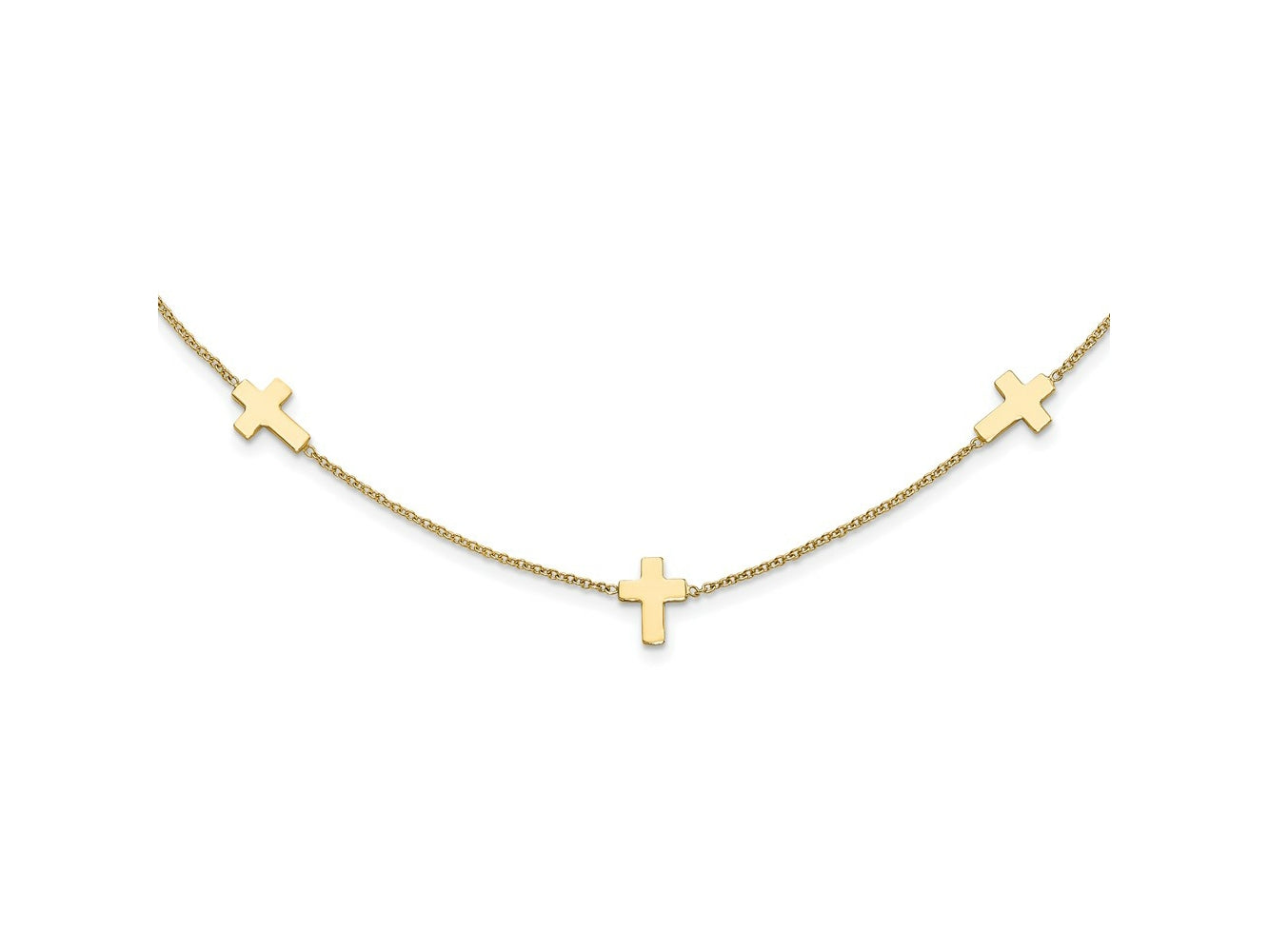 FJC Finejewelers 14 kt Yellow Gold Cable Polished Cross Necklace 18 Inches x 5 mm