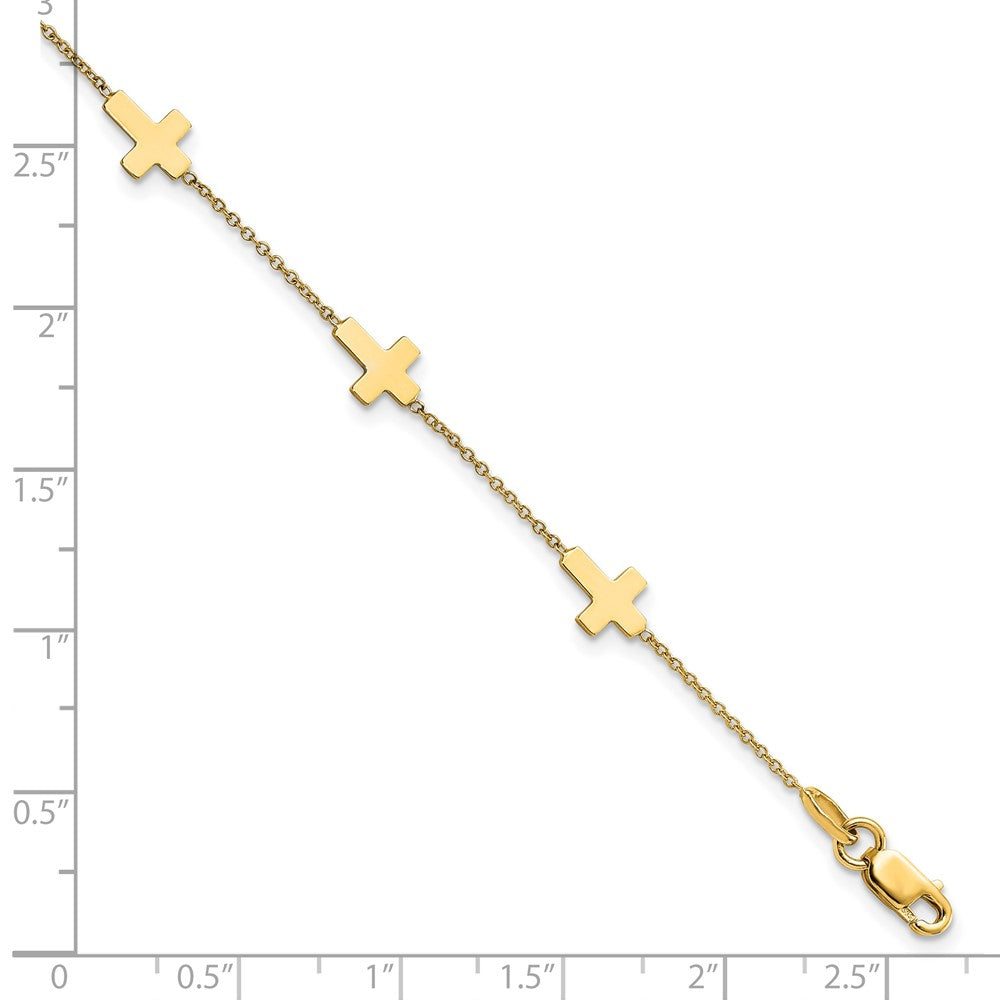 FJC Finejewelers 14 kt Yellow Gold Bracelets with Station Polished Cross Bracelet 7.5 Inches