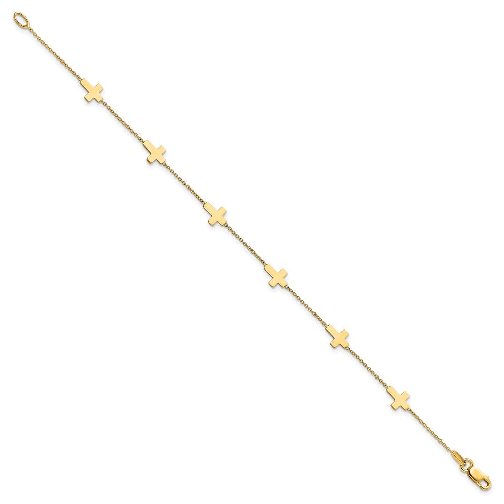 FJC Finejewelers 14 kt Yellow Gold Bracelets with Station Polished Cross Bracelet 7.5 Inches