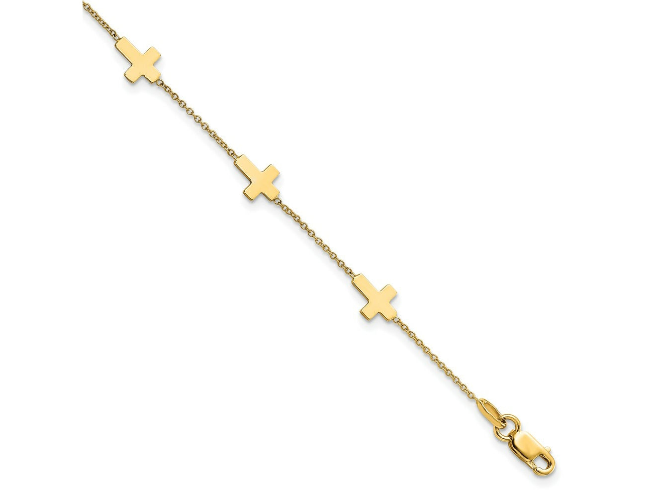 FJC Finejewelers 14 kt Yellow Gold Bracelets with Station Polished Cross Bracelet 7.5 Inches