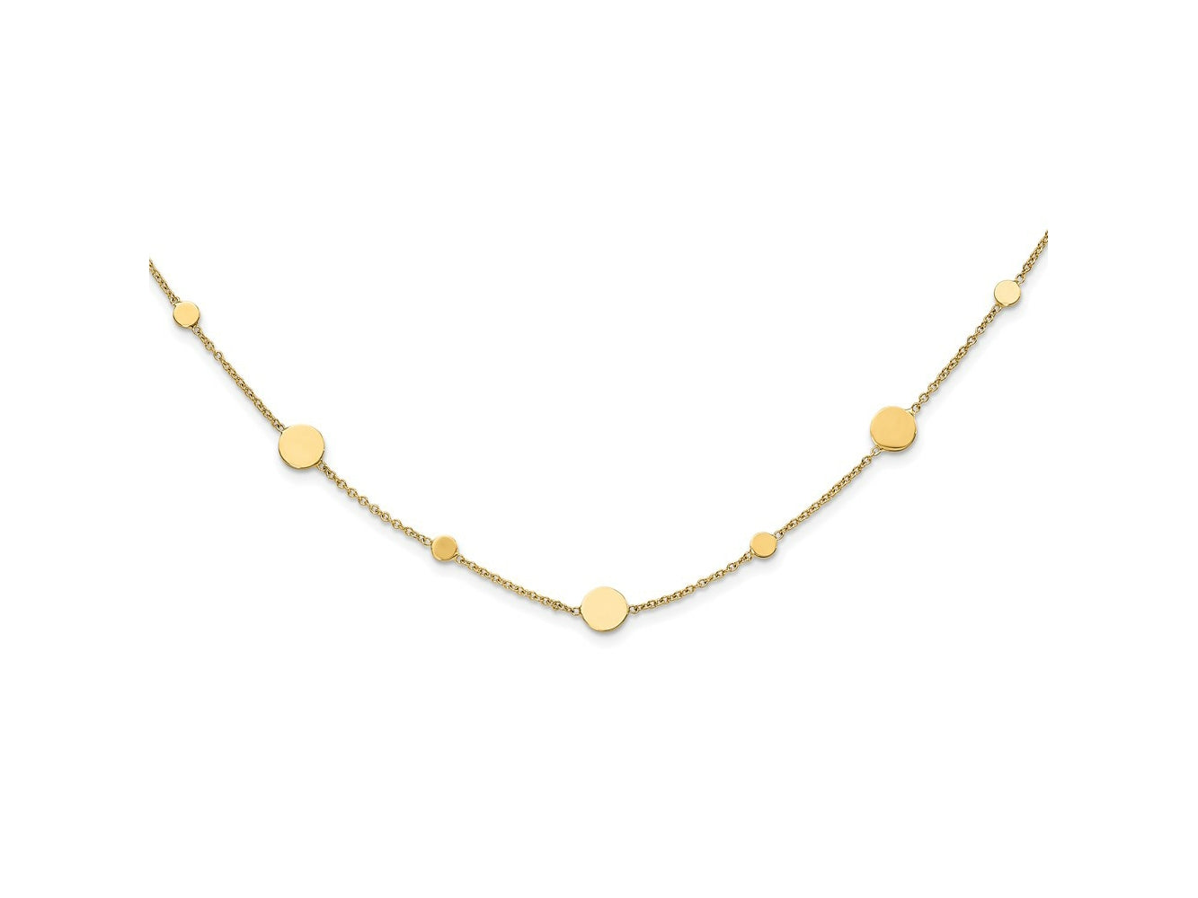 FJC Finejewelers 14 kt Yellow Gold Cable Polished Disc Necklace 18 Inches x 5 mm