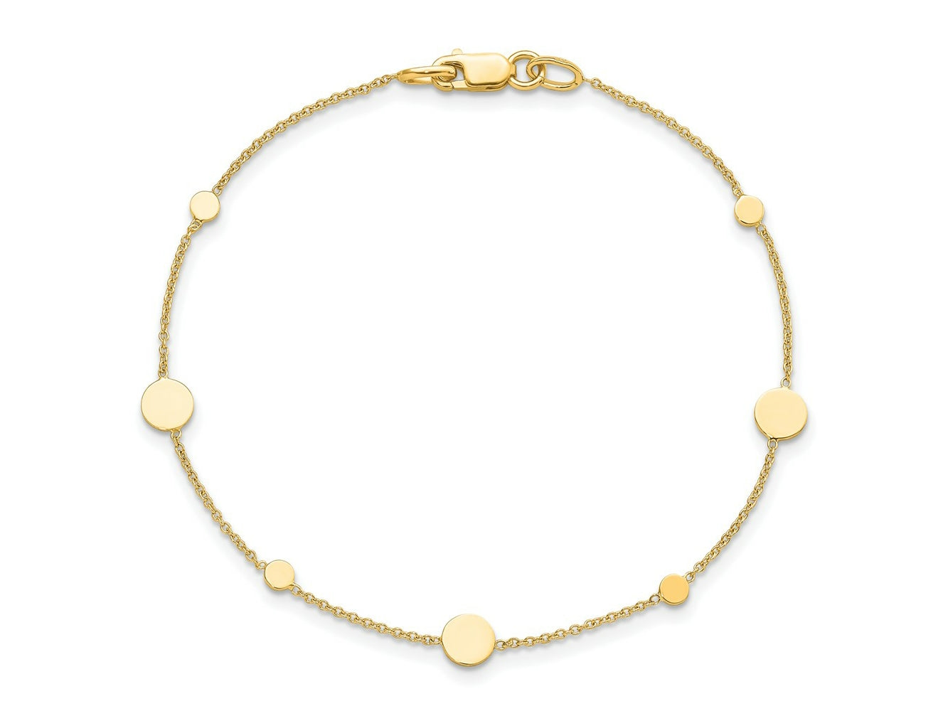FJC Finejewelers 14 kt Yellow Gold Fancy Polished Disc Bracelet 7.5 Inches