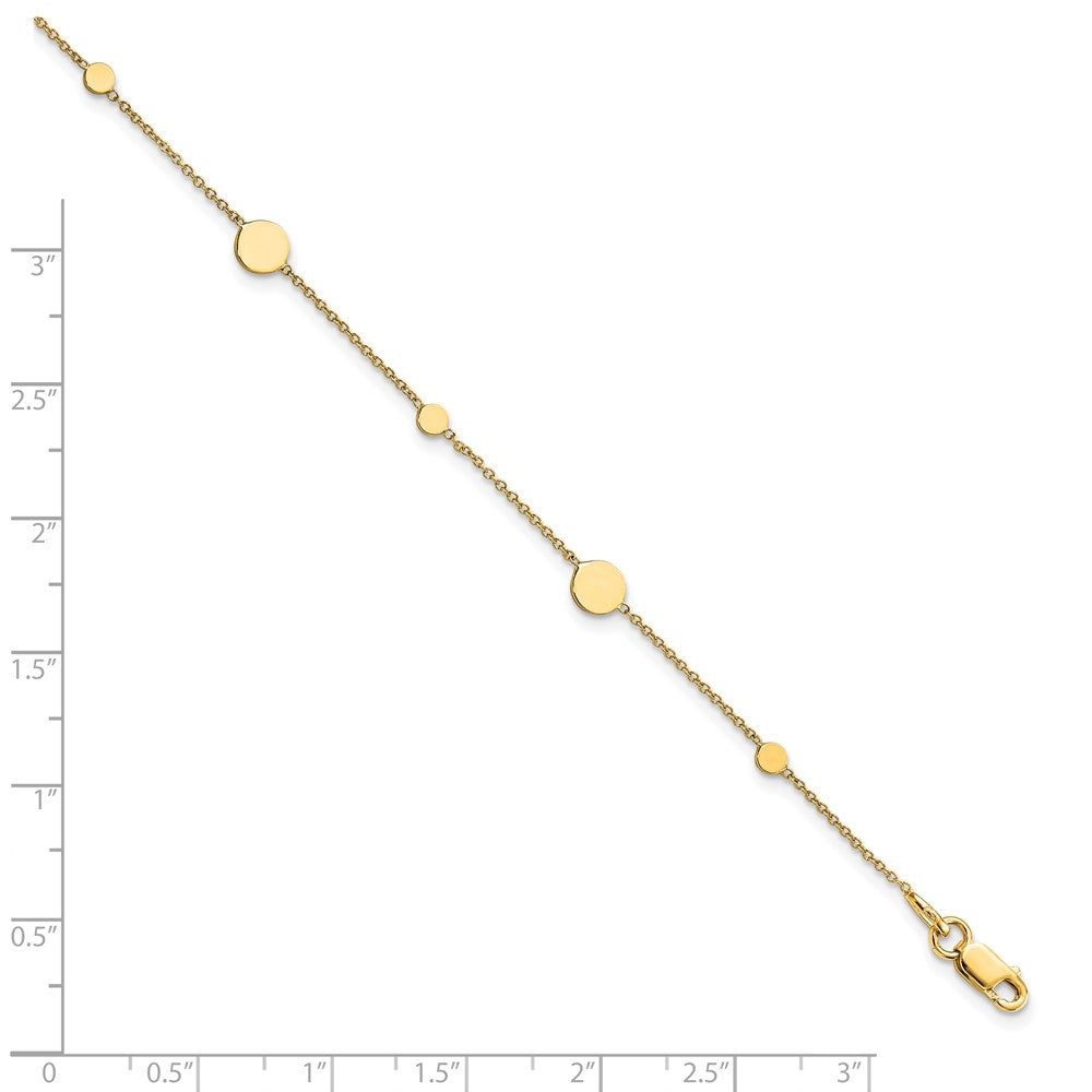 FJC Finejewelers 14 kt Yellow Gold Cable Polished Disc with 1in ext. Anklet 10 Inches x 1 mm