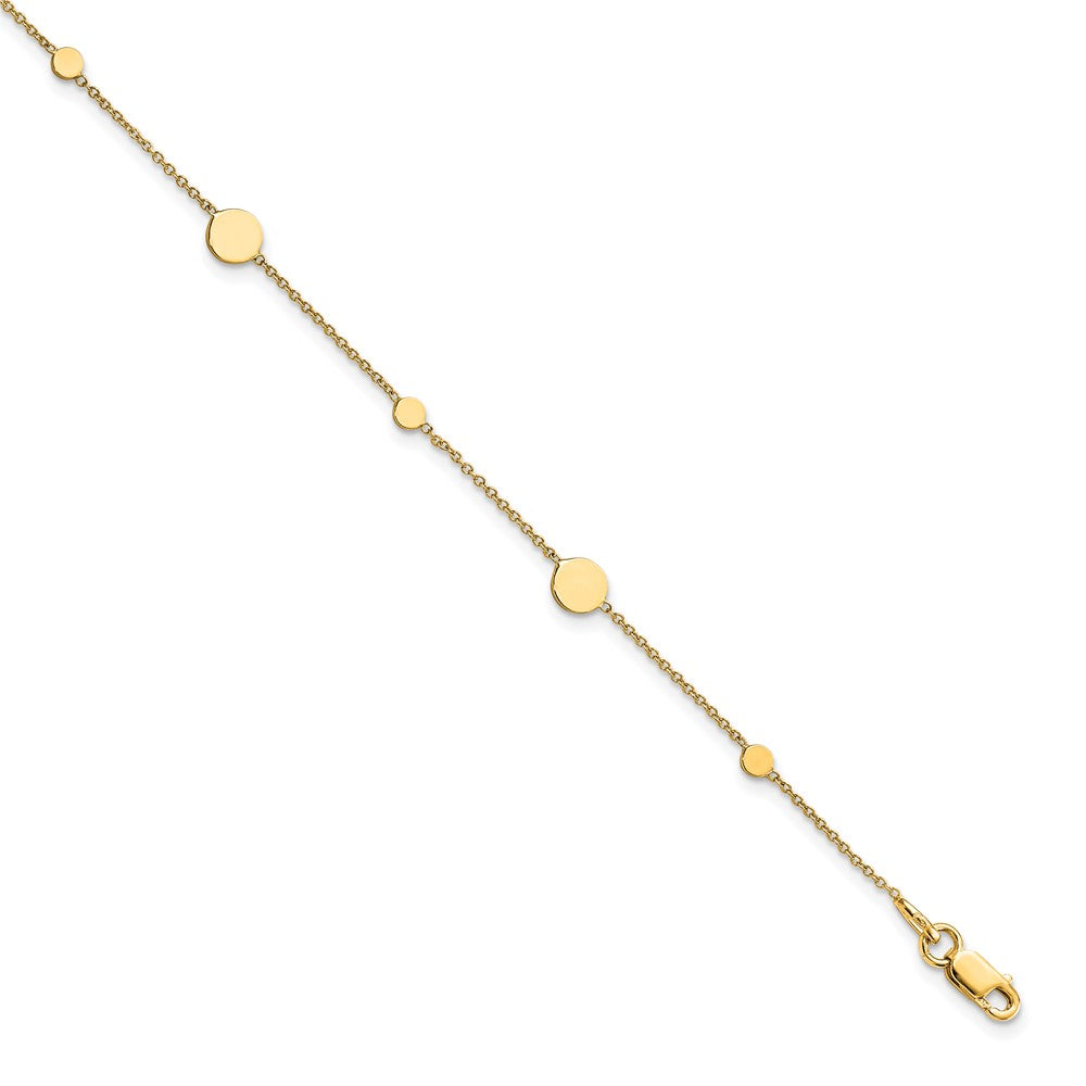 FJC Finejewelers 14 kt Yellow Gold Cable Polished Disc with 1in ext. Anklet 10 Inches x 1 mm