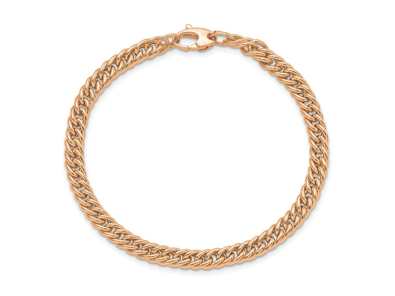 FJC Finejewelers 14 kt Rose Gold Fancy Polished Curb Link Bracelet 7.75 Inches x 5.25 mm