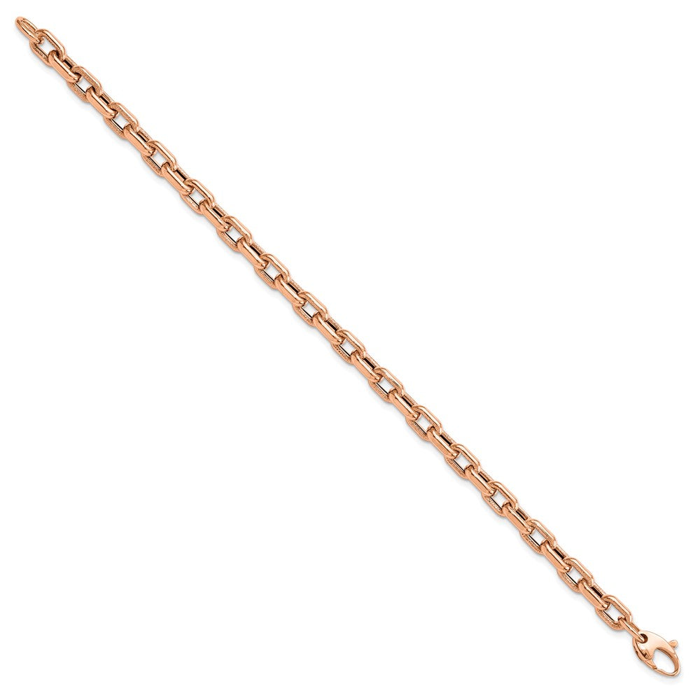 FJC Finejewelers 14 kt Rose Gold Polished Textured Fancy Link Bracelet 7.25 Inches x 5 mm