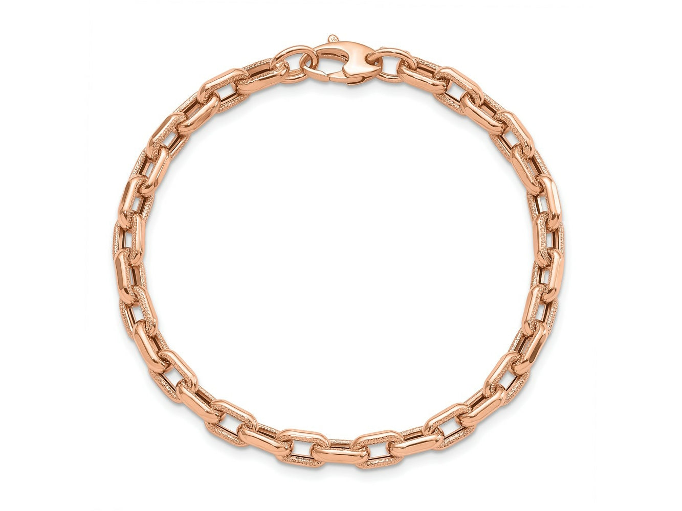 FJC Finejewelers 14 kt Rose Gold Polished Textured Fancy Link Bracelet 7.25 Inches x 5 mm
