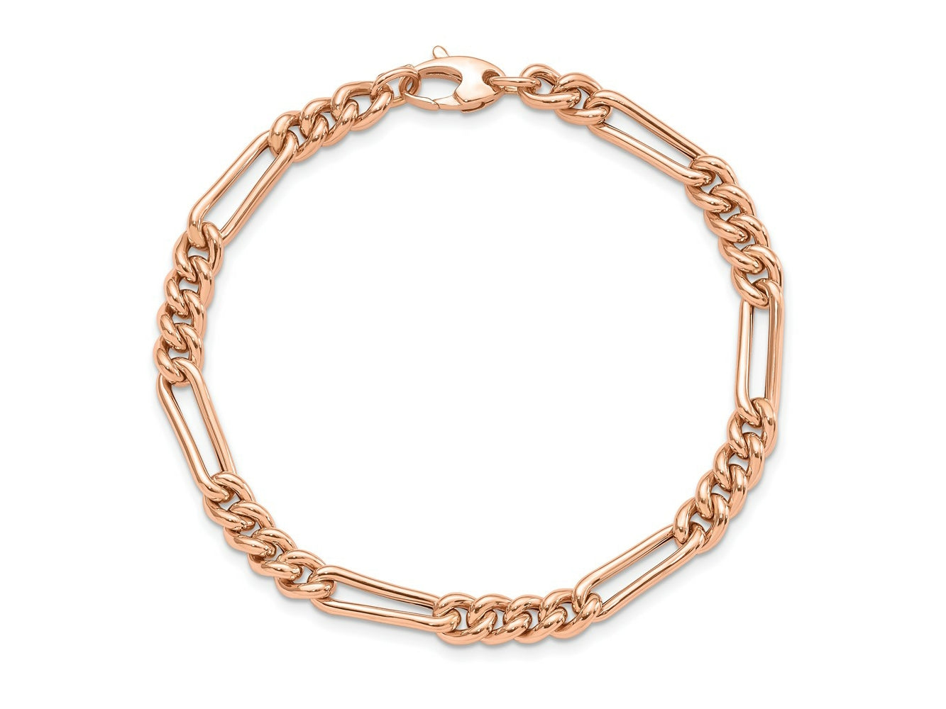 FJC Finejewelers 14 kt Rose Gold Links Polished Figaro Link Bracelet 7.5 Inches x 5 mm