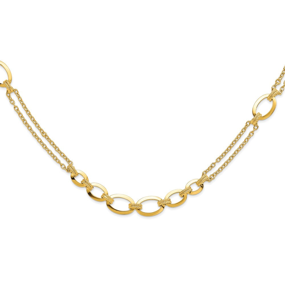FJC Finejewelers 14 kt Yellow Gold Bright Cut Fancy Double-stranded Link Necklace 23.5 Inches x 10.25 mm