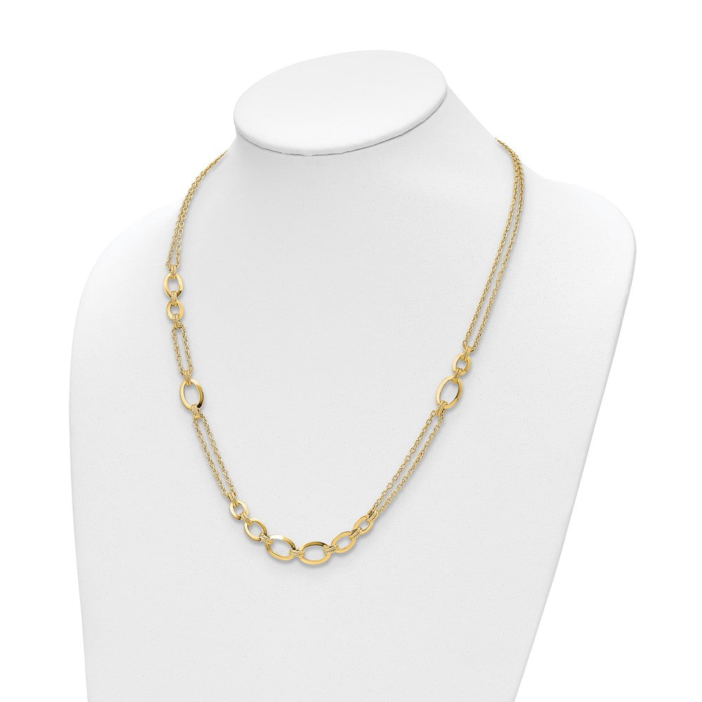 FJC Finejewelers 14 kt Yellow Gold Bright Cut Fancy Double-stranded Link Necklace 23.5 Inches x 10.25 mm