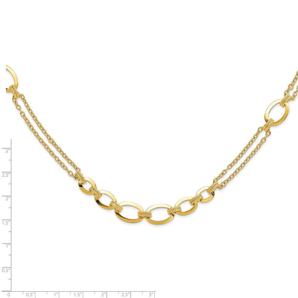 FJC Finejewelers 14 kt Yellow Gold Bright Cut Fancy Double-stranded Link Necklace 23.5 Inches x 10.25 mm