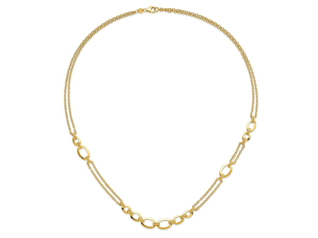 FJC Finejewelers 14 kt Yellow Gold Bright Cut Fancy Double-stranded Link Necklace 23.5 Inches x 10.25 mm