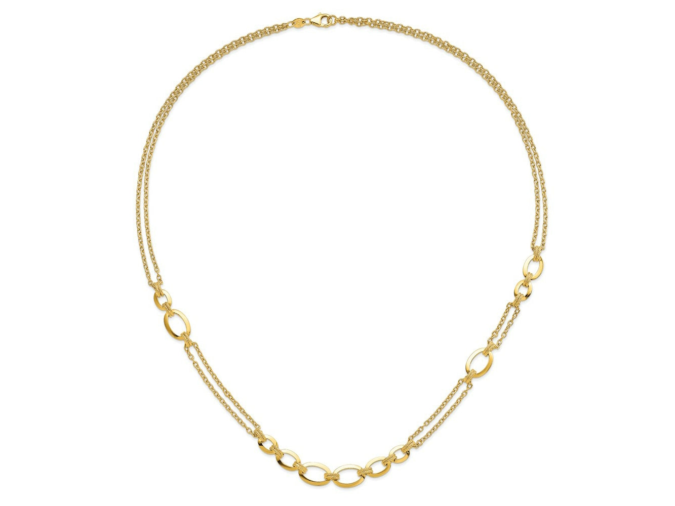 FJC Finejewelers 14 kt Yellow Gold Bright Cut Fancy Double-stranded Link Necklace 23.5 Inches x 10.25 mm