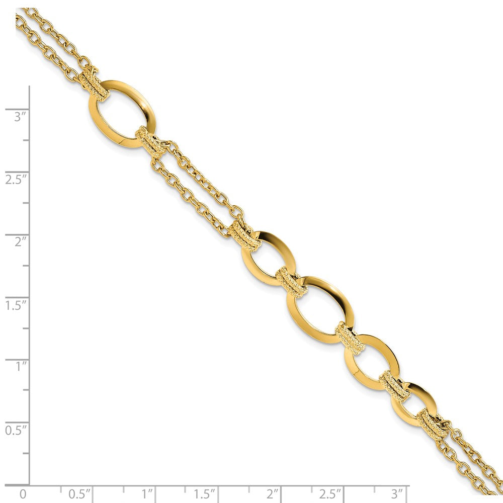 FJC Finejewelers 14 kt Yellow Gold Fashion Polished Fancy Double-stranded Link Bracelet 7.5 Inches