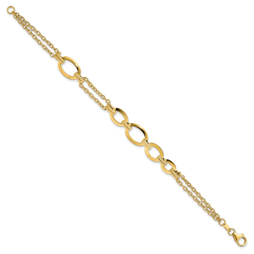FJC Finejewelers 14 kt Yellow Gold Fashion Polished Fancy Double-stranded Link Bracelet 7.5 Inches