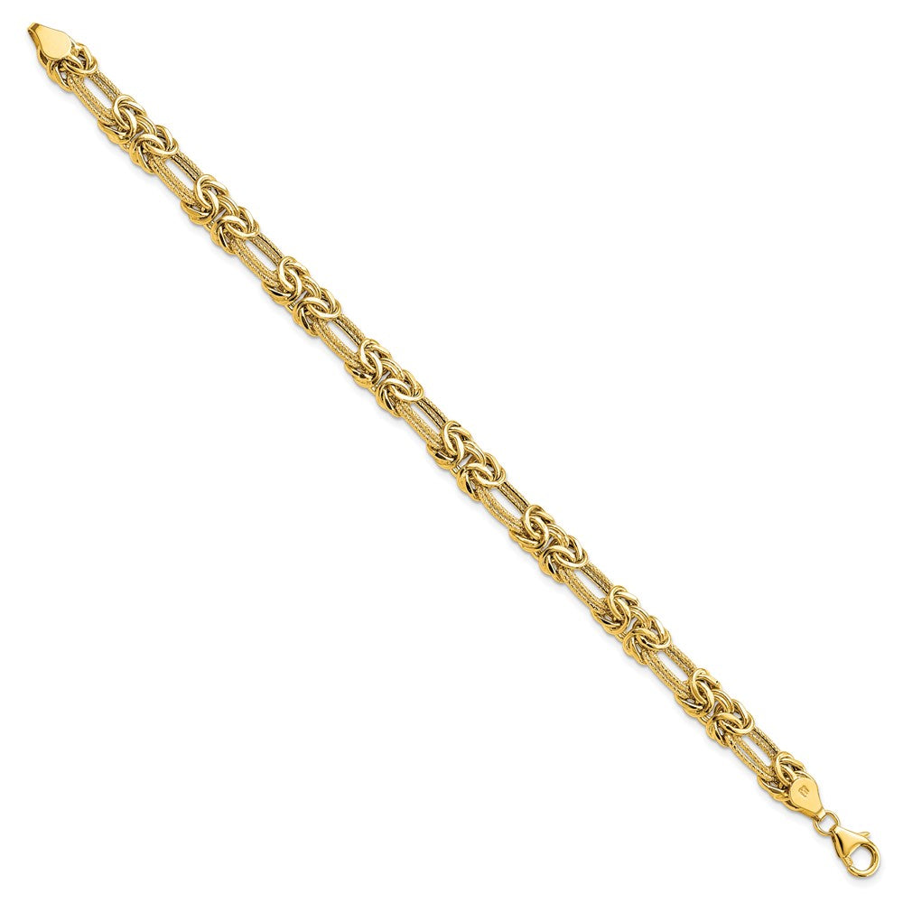 FJC Finejewelers 14 kt Yellow Gold Polished Textured Fancy Link Bracelet 7.5 Inches