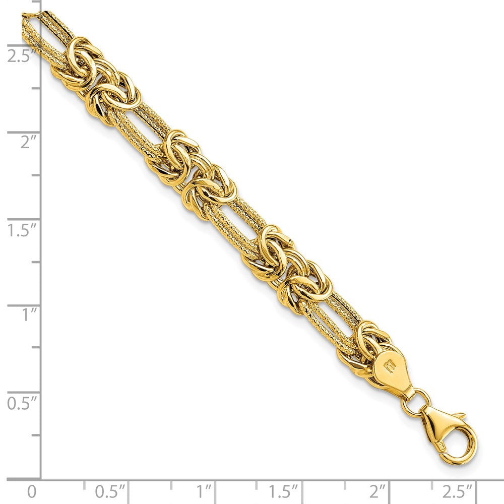 FJC Finejewelers 14 kt Yellow Gold Polished Textured Fancy Link Bracelet 7.5 Inches