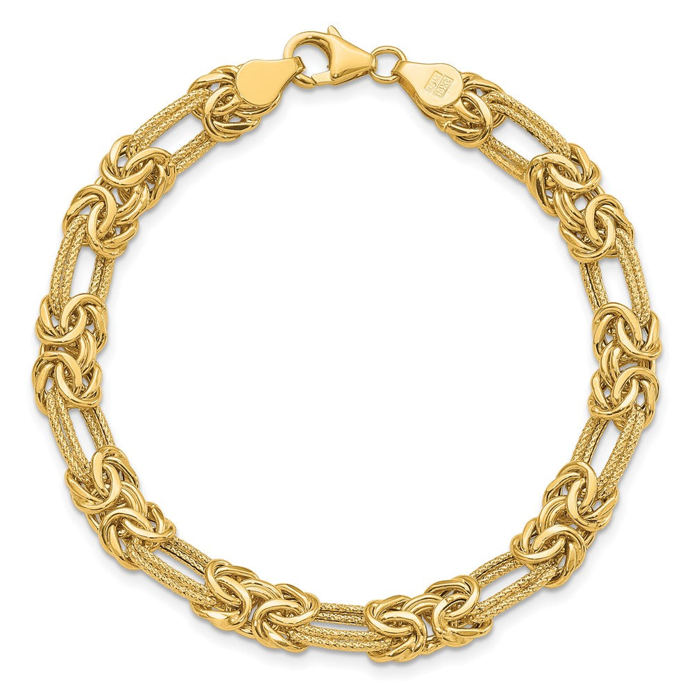 FJC Finejewelers 14 kt Yellow Gold Polished Textured Fancy Link Bracelet 7.5 Inches