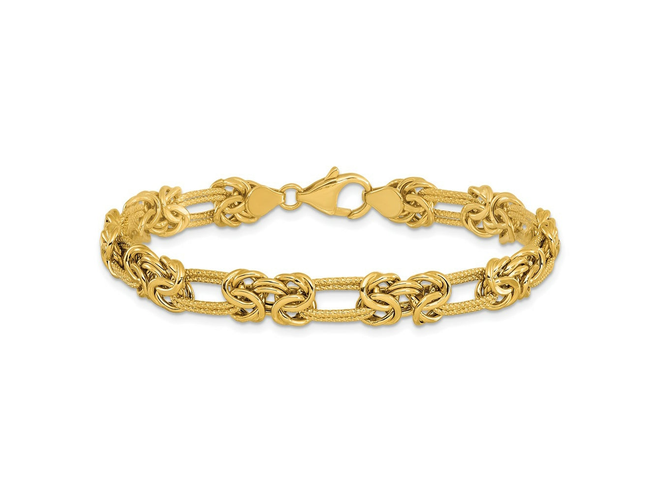FJC Finejewelers 14 kt Yellow Gold Polished Textured Fancy Link Bracelet 7.5 Inches