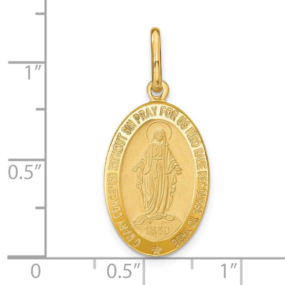 FJC Finejewelers 14 kt Yellow Gold Polished and Matte Oval Miraculous Medal