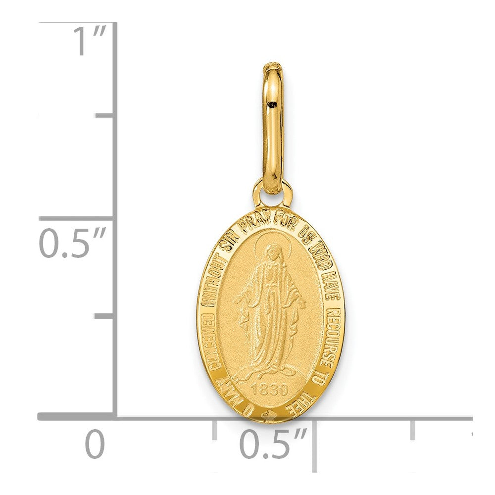 FJC Finejewelers 14 kt Yellow Gold Polished and Matte Oval Miraculous Medal