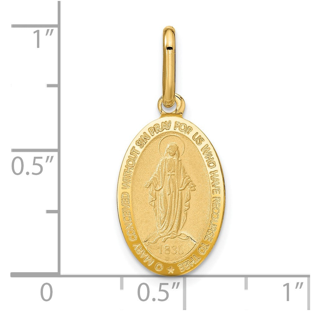 FJC Finejewelers 14 kt Yellow Gold Polished and Matte Oval Miraculous Medal