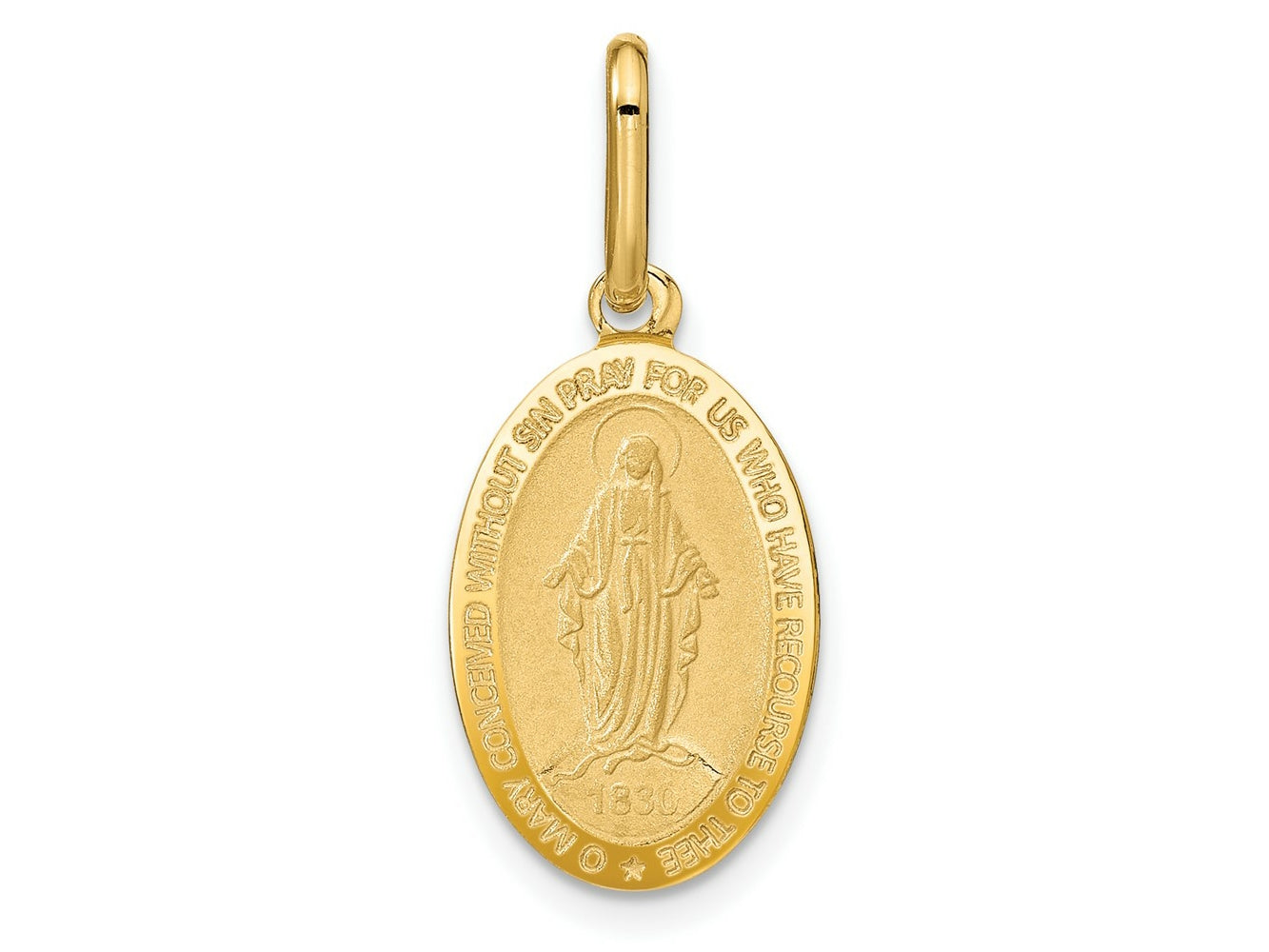 FJC Finejewelers 14 kt Yellow Gold Polished and Matte Oval Miraculous Medal