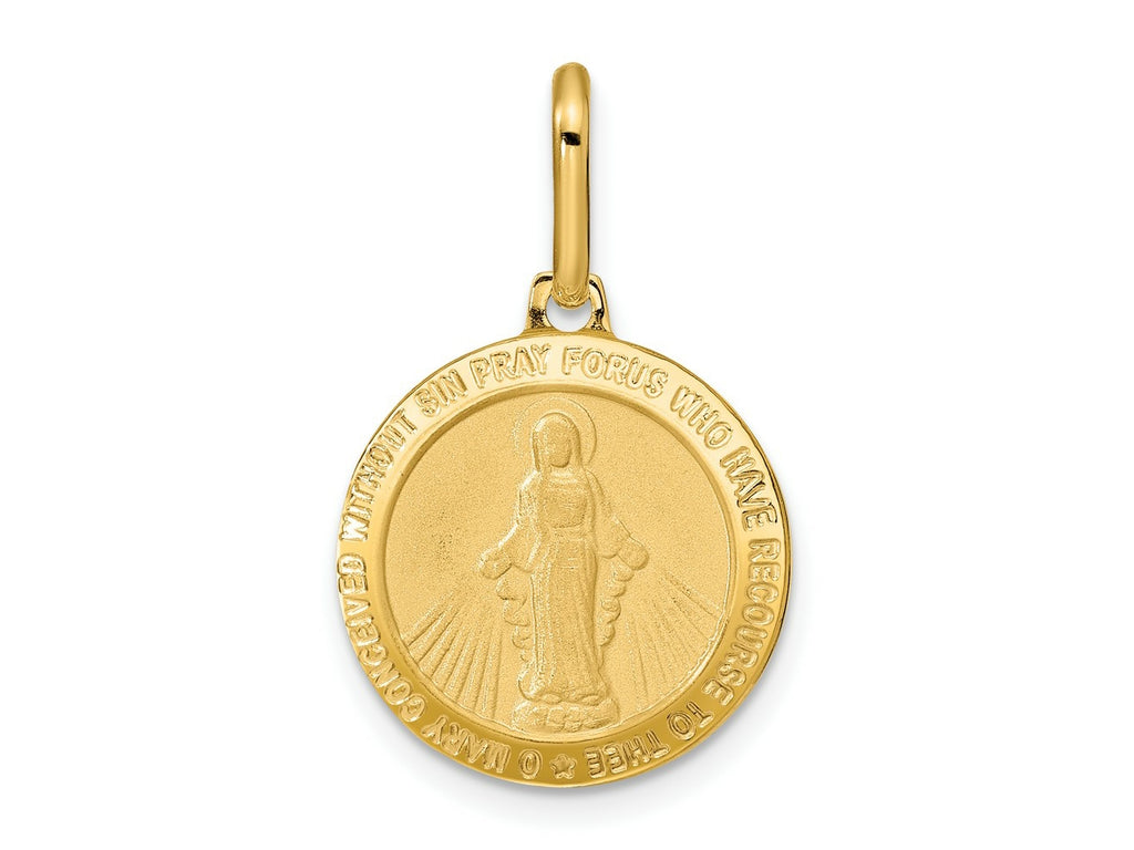 FJC Finejewelers 14 kt Yellow Gold Polished and Matte Round Miraclous Medal