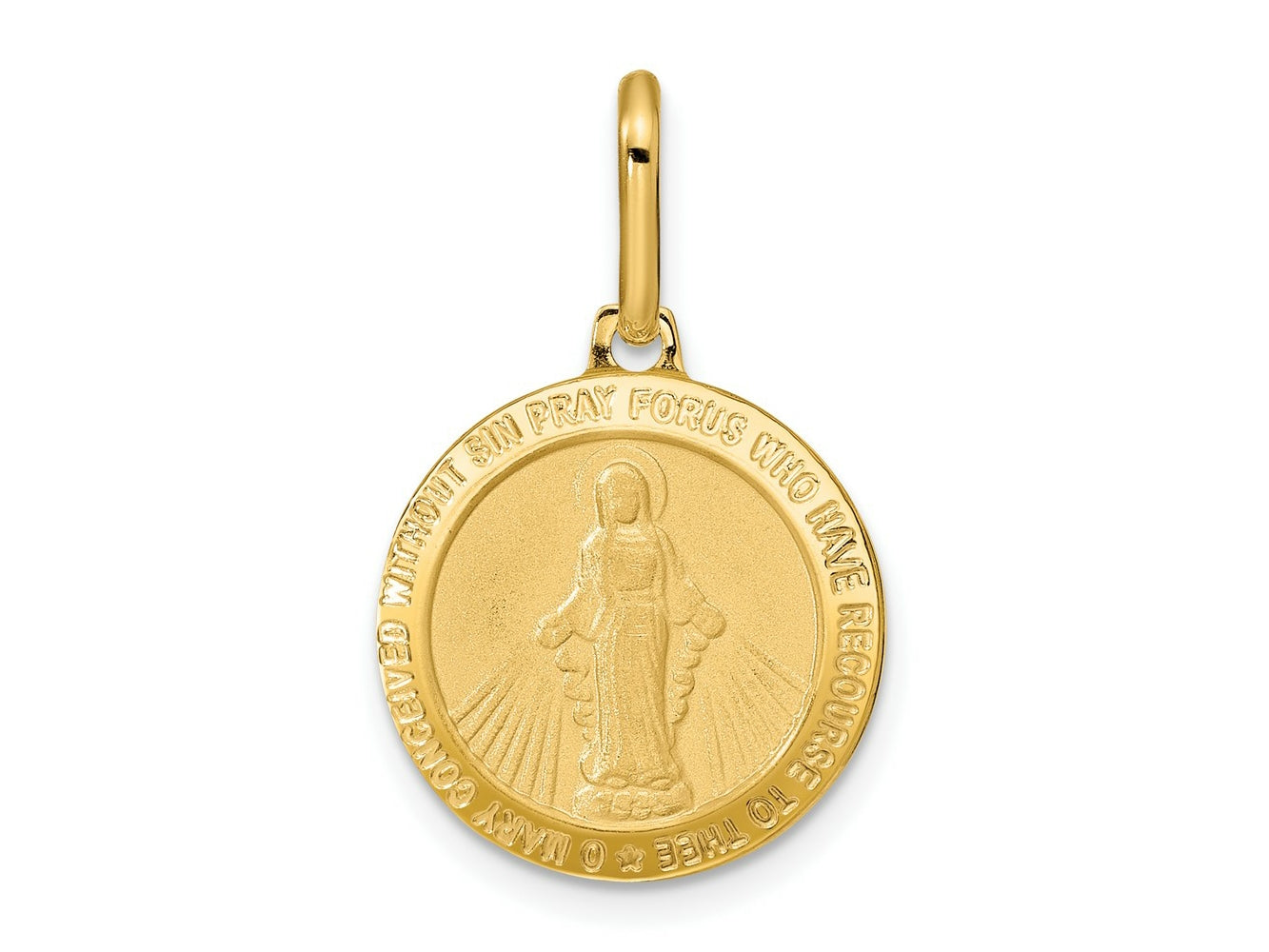 FJC Finejewelers 14 kt Yellow Gold Polished and Matte Round Miraclous Medal