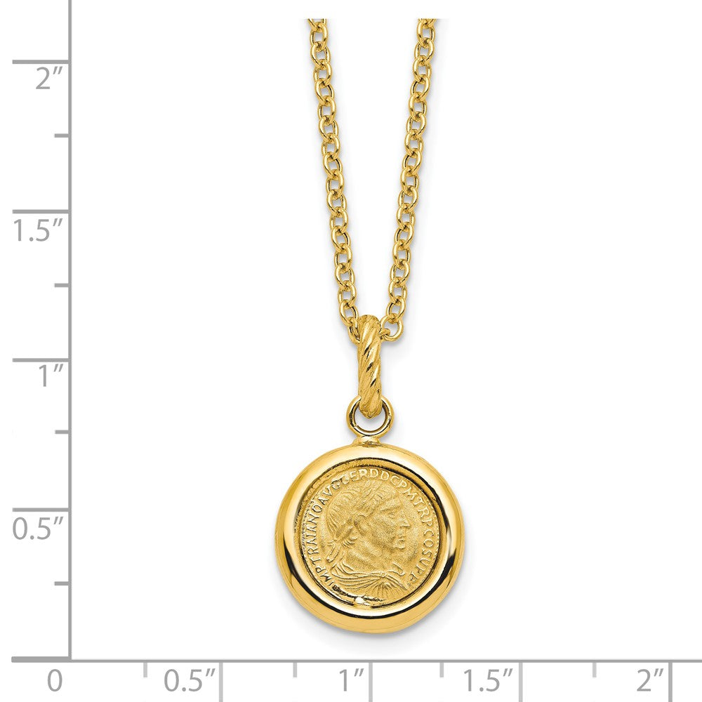 FJC Finejewelers 14 kt Yellow Gold Cable Polished and Matte Coin Necklace 18 Inches x 16 mm