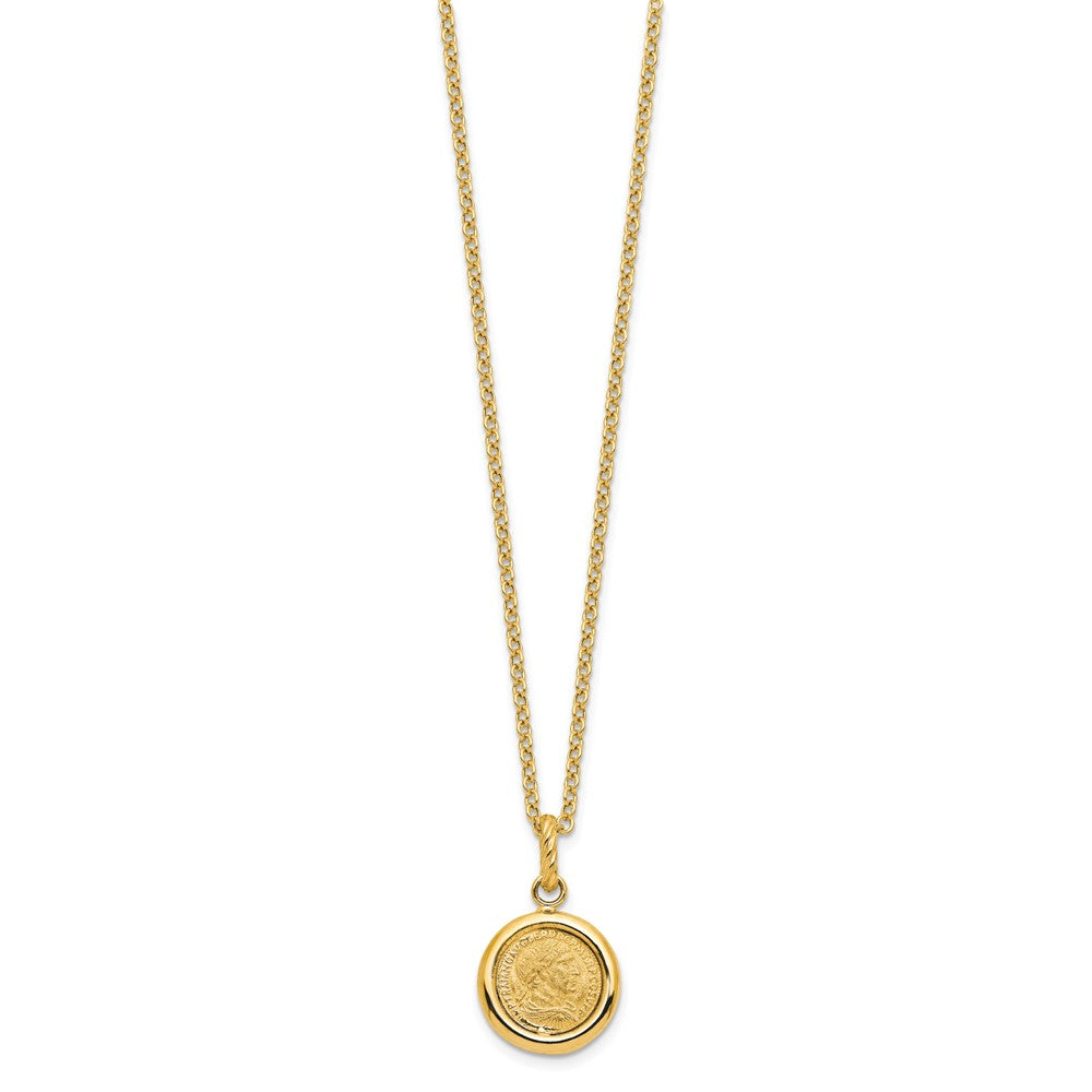 FJC Finejewelers 14 kt Yellow Gold Cable Polished and Matte Coin Necklace 18 Inches x 16 mm