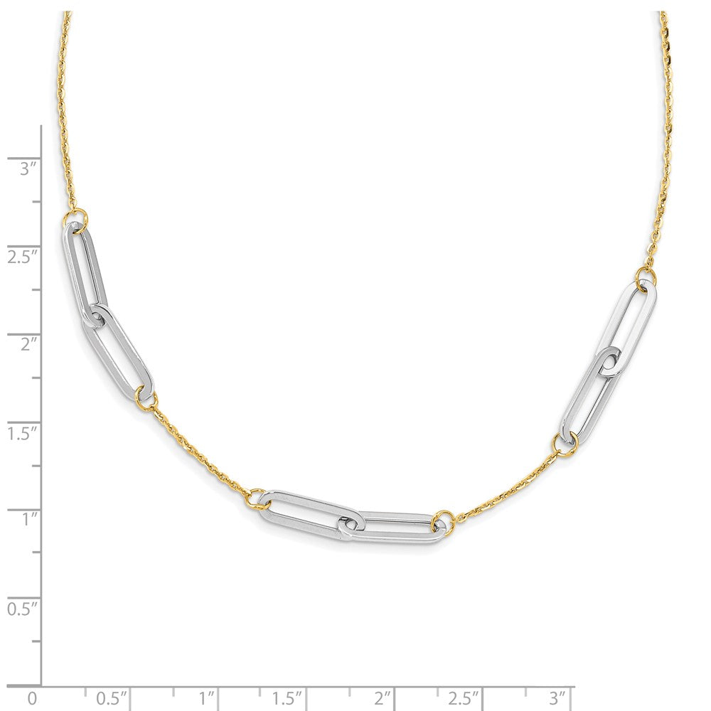 FJC Finejewelers 14 kt Two Tone Gold Cable Polished with 1in ext. Necklace 16 Inches