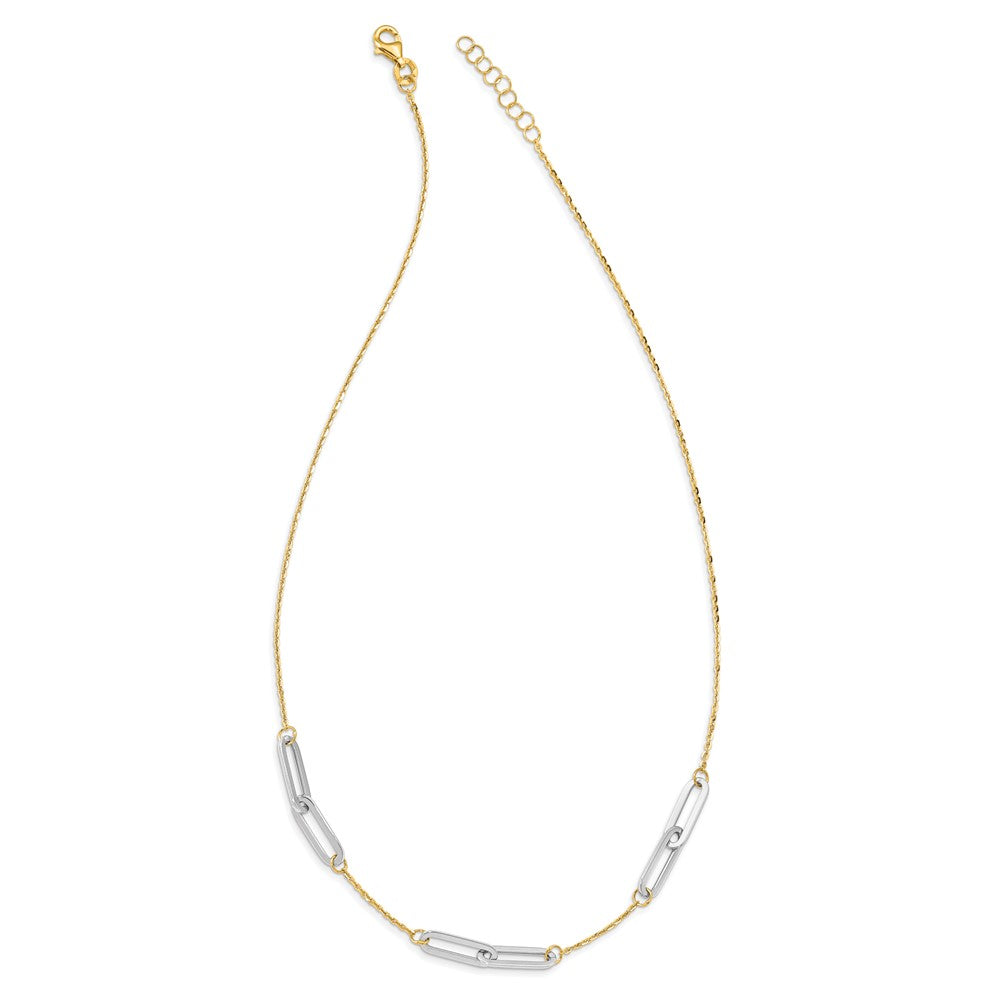 FJC Finejewelers 14 kt Two Tone Gold Cable Polished with 1in ext. Necklace 16 Inches