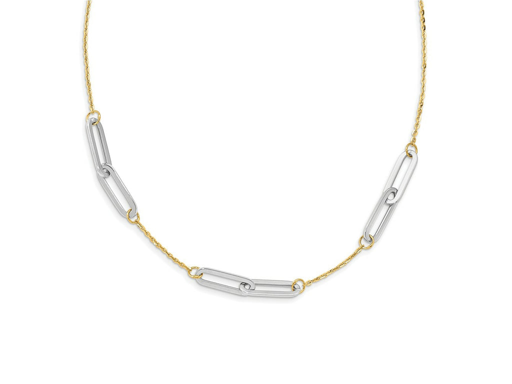 FJC Finejewelers 14 kt Two Tone Gold Cable Polished with 1in ext. Necklace 16 Inches