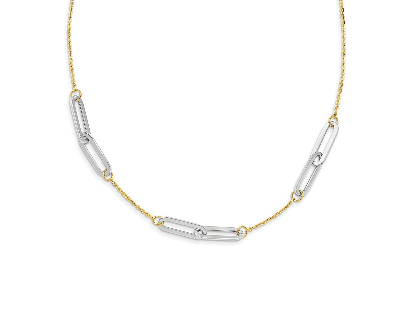 FJC Finejewelers 14 kt Two Tone Gold Cable Polished with 1in ext. Necklace 16 Inches