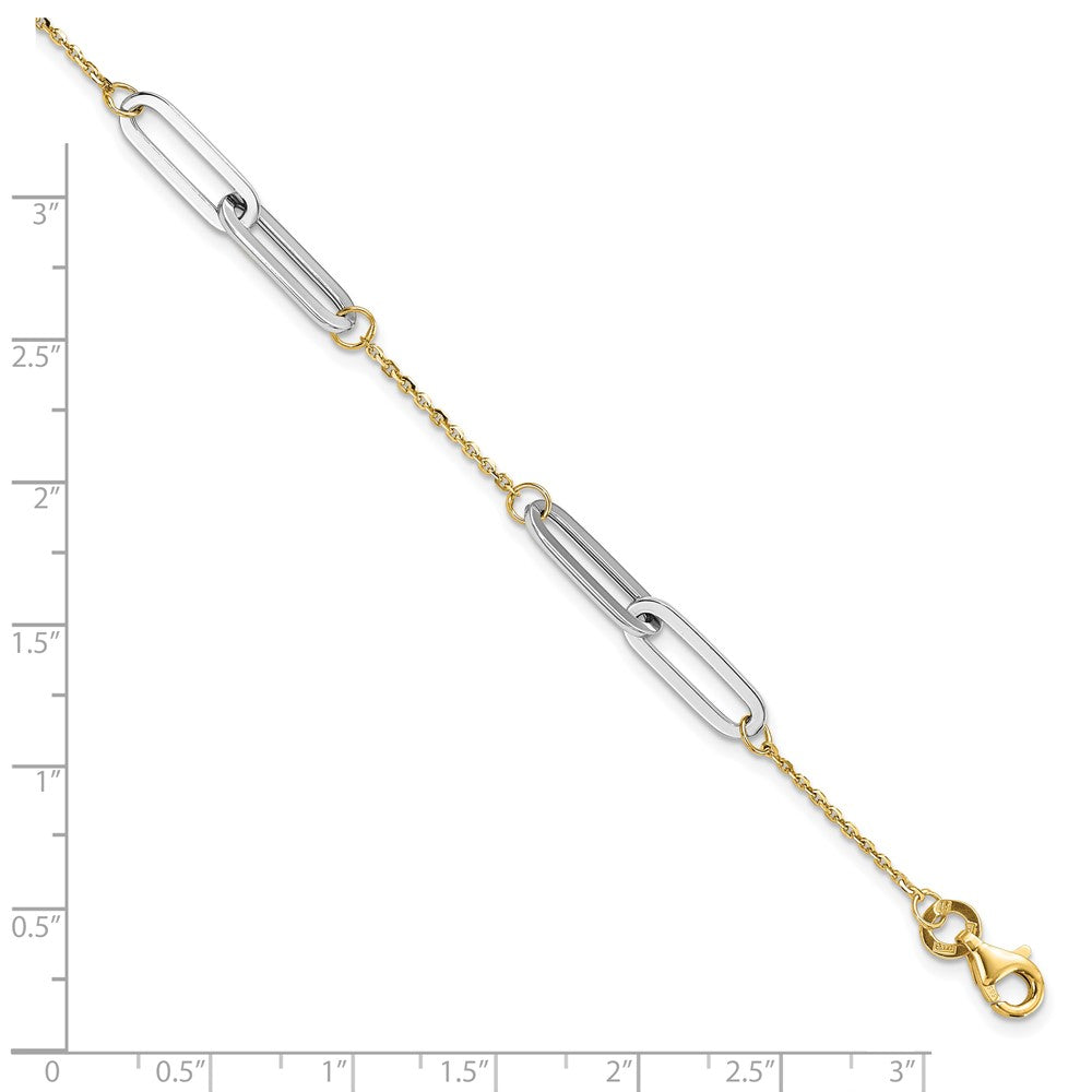 FJC Finejewelers 14 kt Two Tone Gold Link Polished with 1in ext. Bracelet 8 Inches