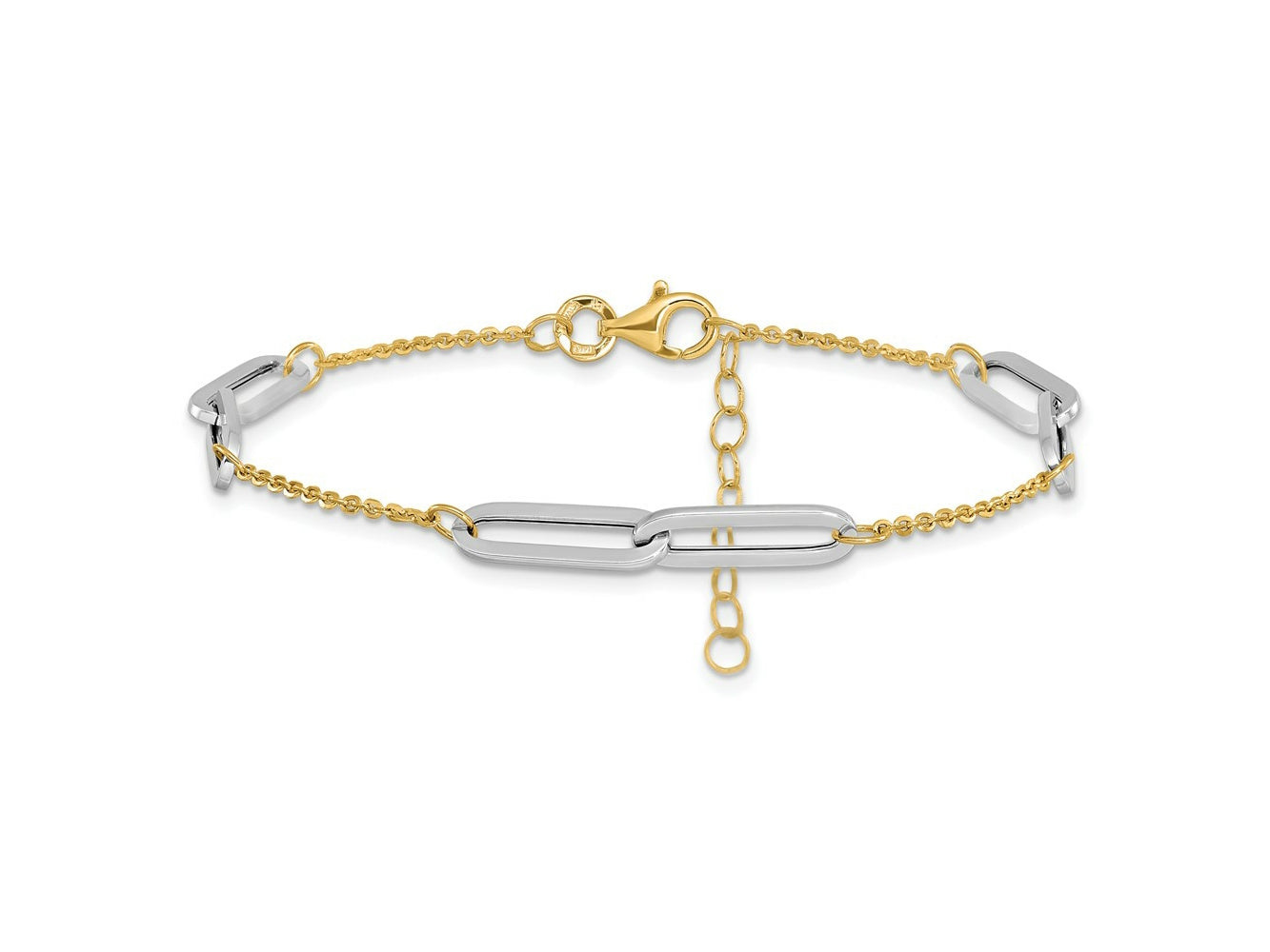 FJC Finejewelers 14 kt Two Tone Gold Link Polished with 1in ext. Bracelet 8 Inches