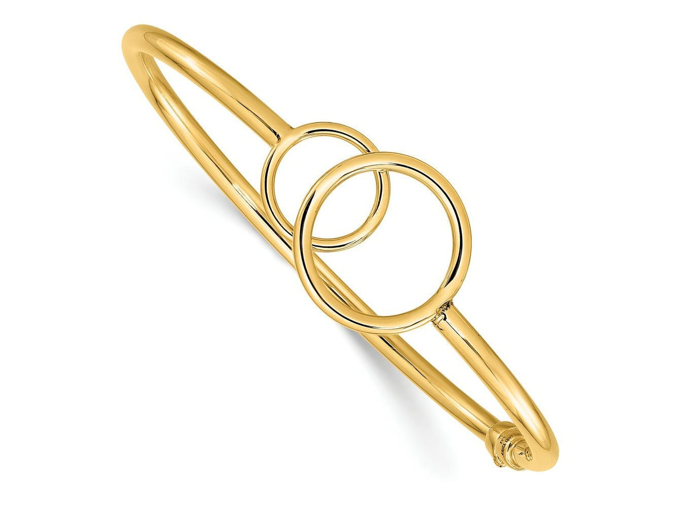 FJC Finejewelers 14 kt Yellow Gold Polished Double Circled Hinged Bangle 18 mm