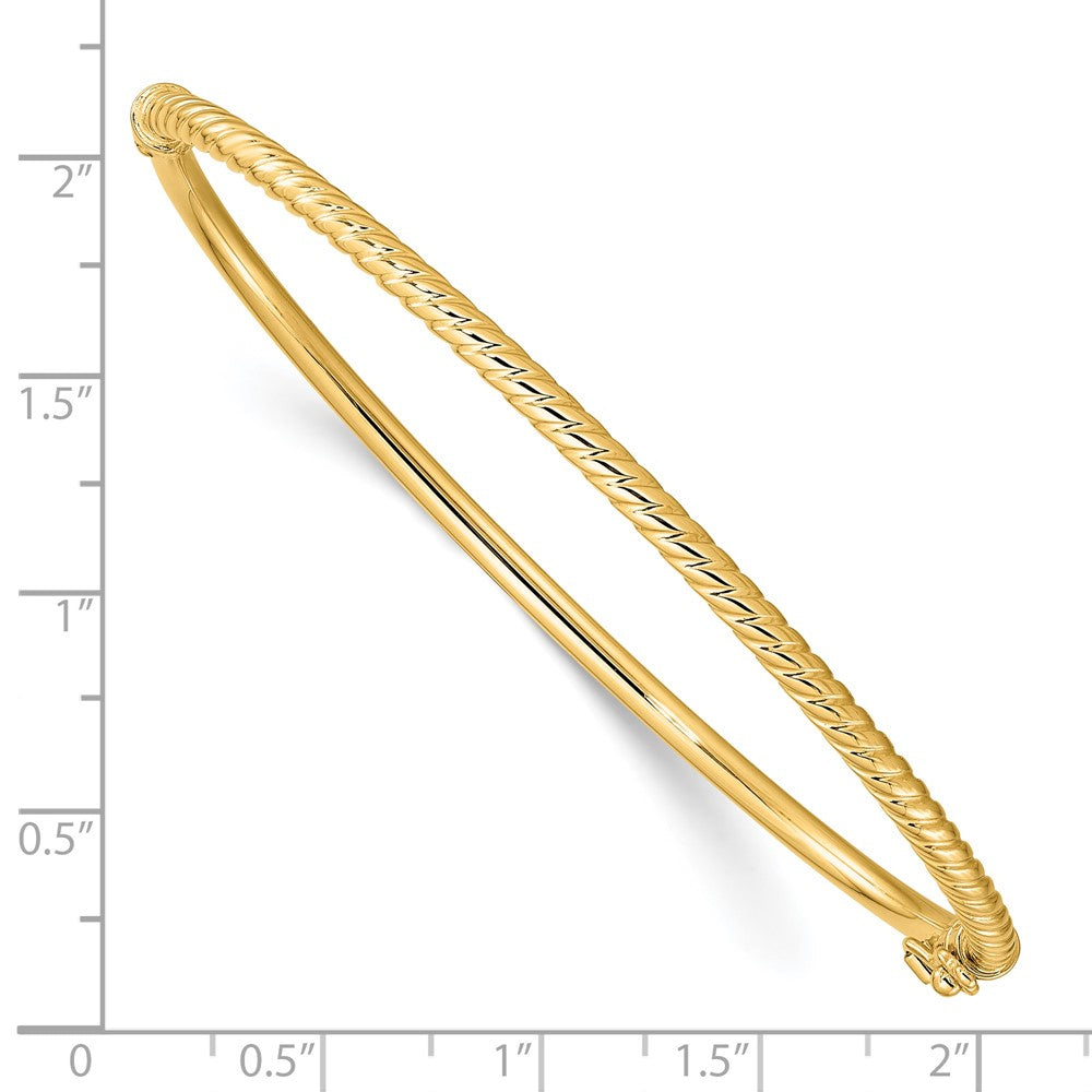 FJC Finejewelers 14 kt Yellow Gold Polished Textured Hinged Bangle 2.5 mm