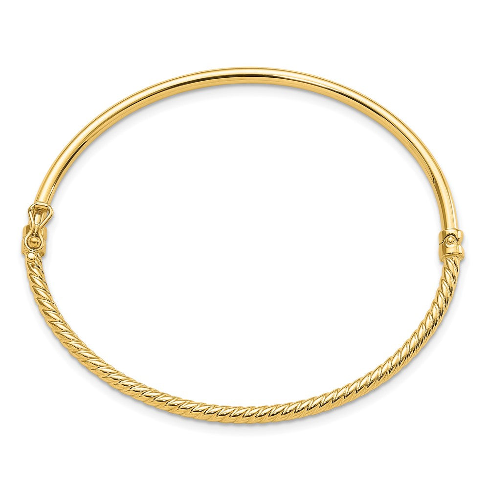 FJC Finejewelers 14 kt Yellow Gold Polished Textured Hinged Bangle 2.5 mm