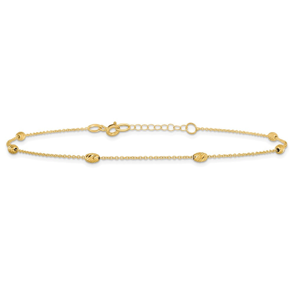 FJC Finejewelers 14 kt Yellow Gold Cable Polished and Bright Cut with 1in ext. Anklet 10 Inches x 6 mm