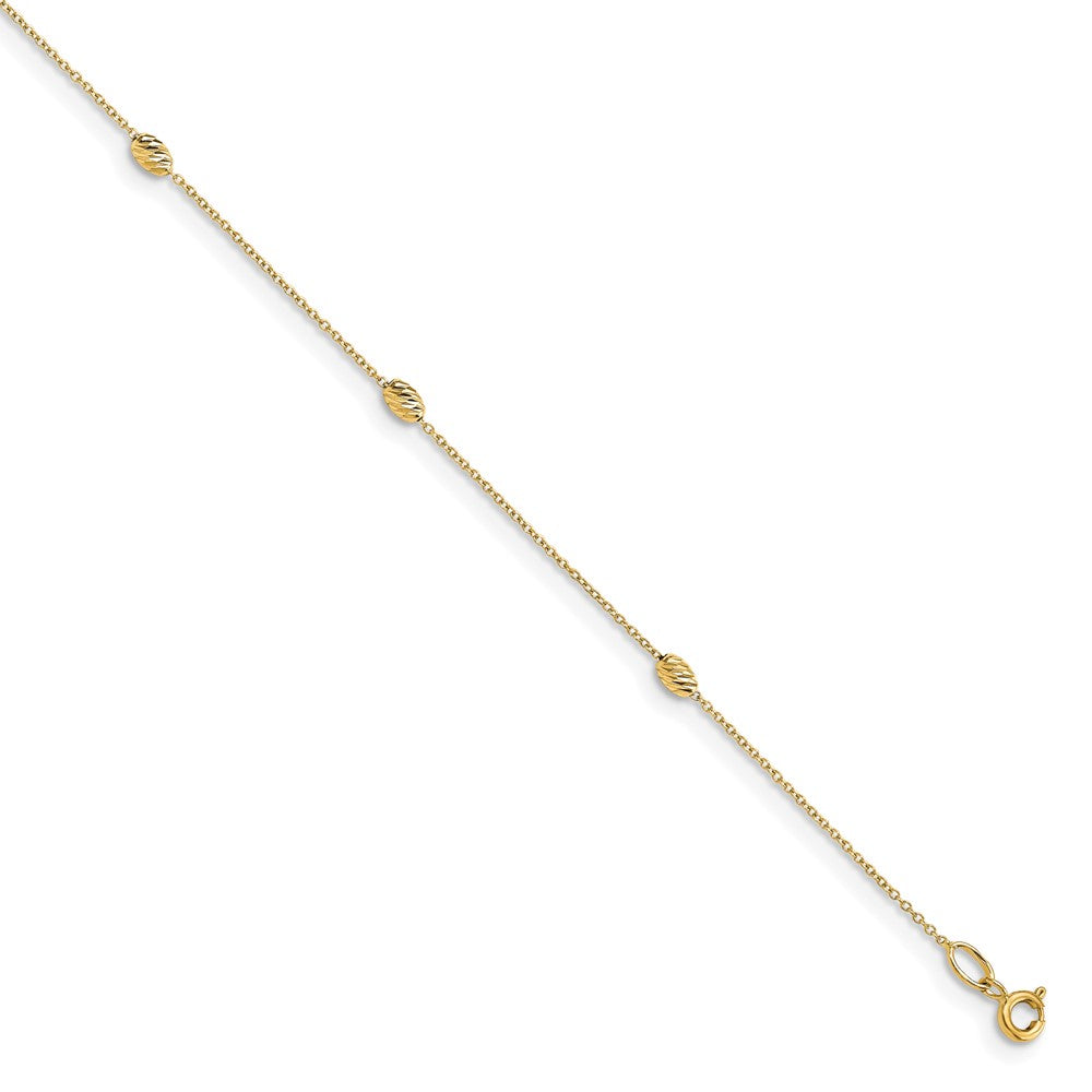 FJC Finejewelers 14 kt Yellow Gold Cable Polished and Bright Cut with 1in ext. Anklet 10 Inches x 6 mm