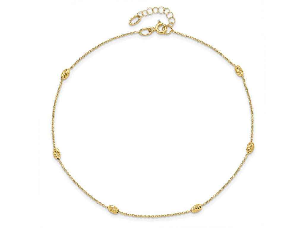 FJC Finejewelers 14 kt Yellow Gold Cable Polished and Bright Cut with 1in ext. Anklet 10 Inches x 6 mm