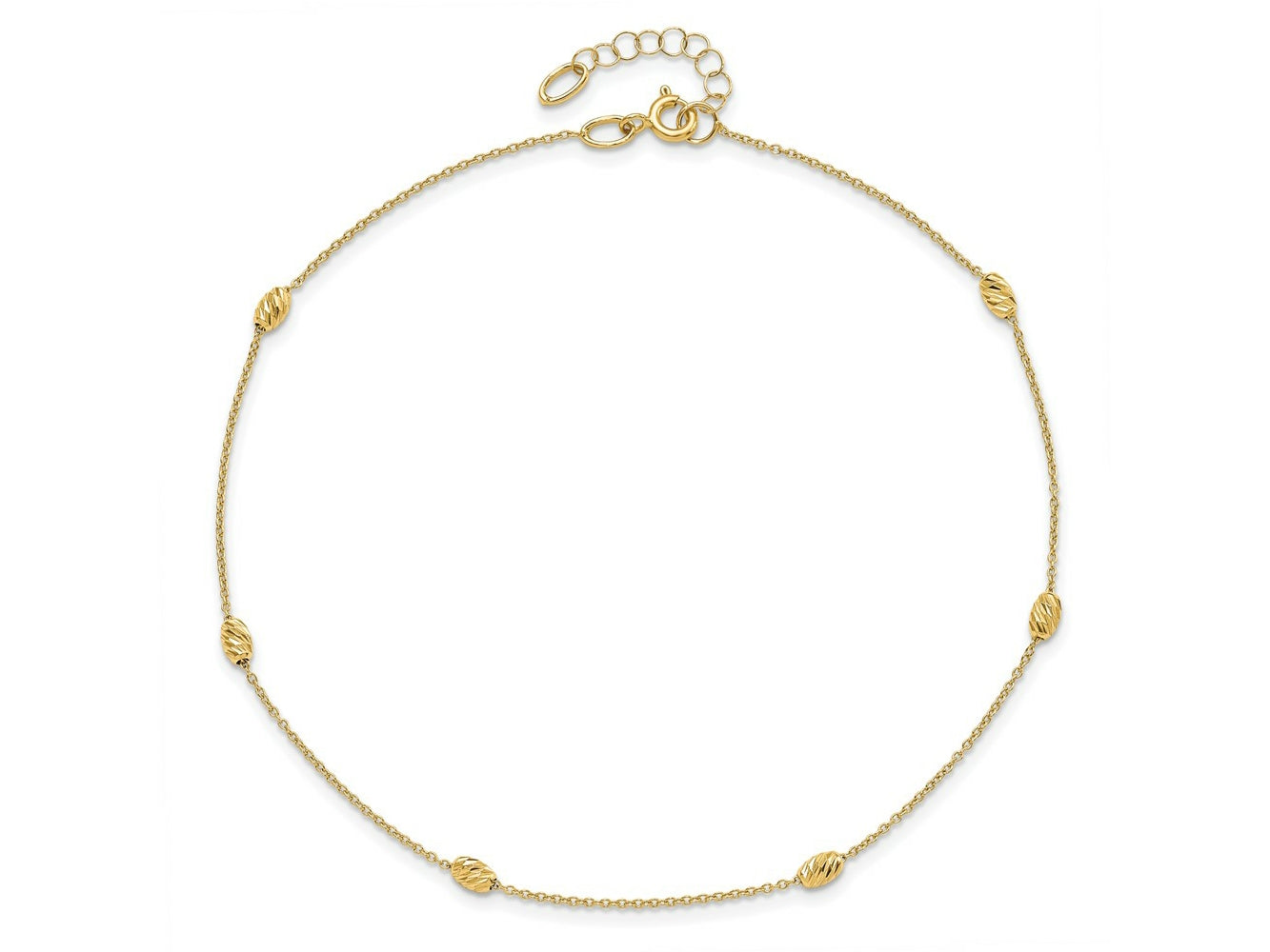 FJC Finejewelers 14 kt Yellow Gold Cable Polished and Bright Cut with 1in ext. Anklet 10 Inches x 6 mm