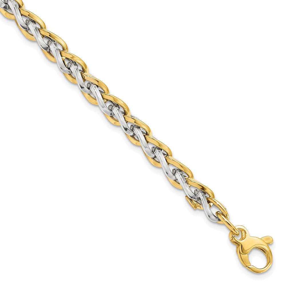 FJC Finejewelers 14 kt Two Tone Gold Polished Fancy Link Bracelet 7.5 Inches x 5.5 mm